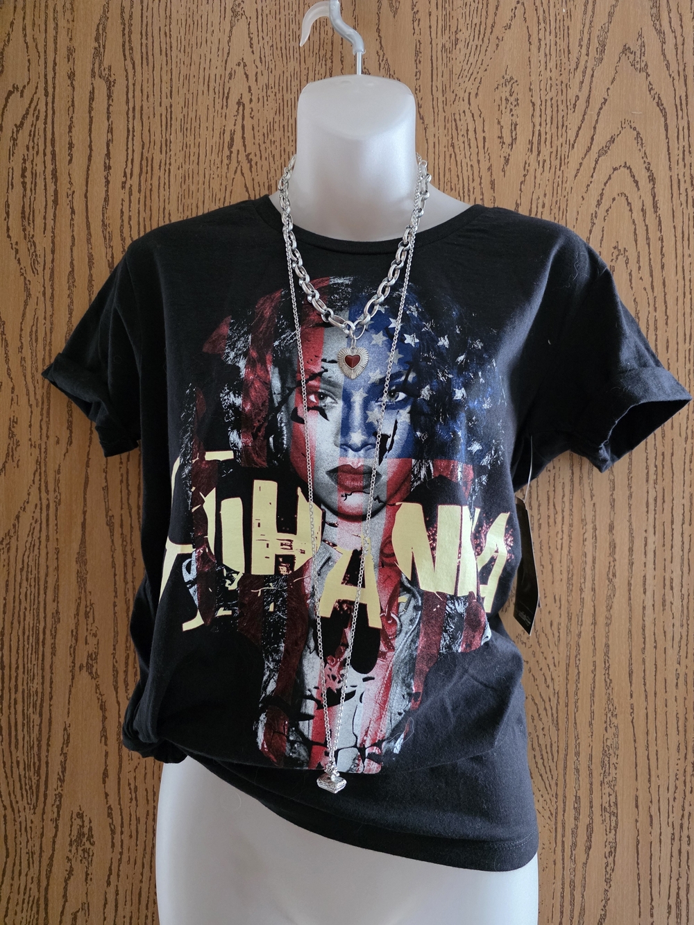 Rihanna Black Tag with Red Signature Accent
